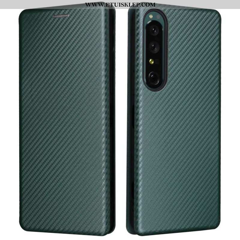 Etui Na Telefon do Sony Xperia 1 IV Etui Folio Tekstura Włókna Węglowego